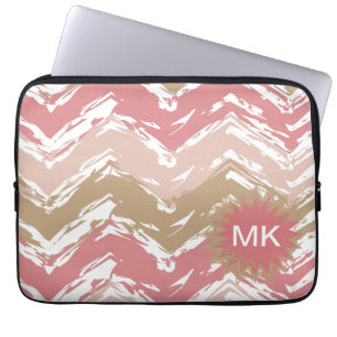Coral Spice Scribble ZigZag Chevron Pattern Laptop Sleeve