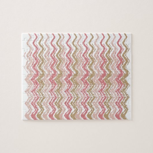 Coral Spice Scribble ZigZag Chevron Pattern Legpuzzel (Horizontaal)