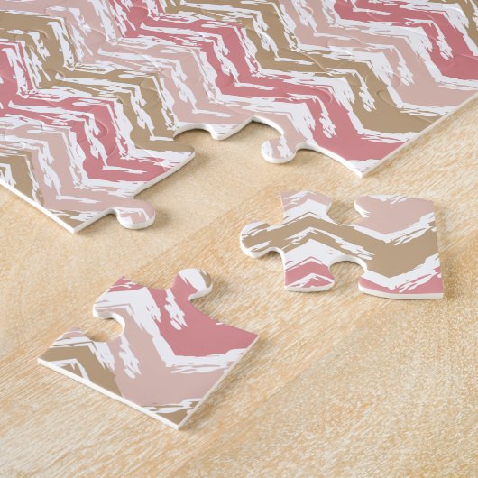 Coral Spice Scribble ZigZag Chevron Pattern Legpuzzel (Zijkant)