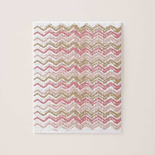 Coral Spice Scribble ZigZag Chevron Pattern Legpuzzel (Verticaal)