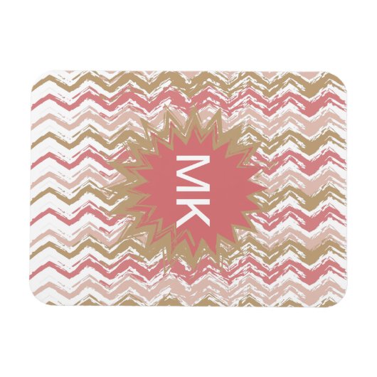 Coral Spice Scribble ZigZag Chevron Pattern Magneet (Horizontaal)