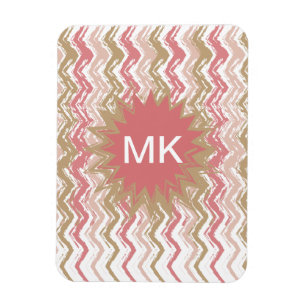 Coral Spice Scribble ZigZag Chevron Pattern Magneet