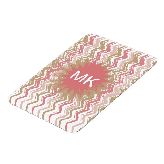 Coral Spice Scribble ZigZag Chevron Pattern Magneet (Linkerzijde)
