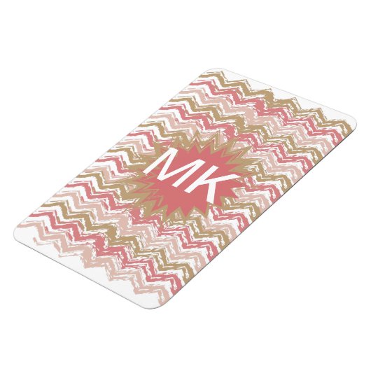 Coral Spice Scribble ZigZag Chevron Pattern Magneet (Linkerzijde)