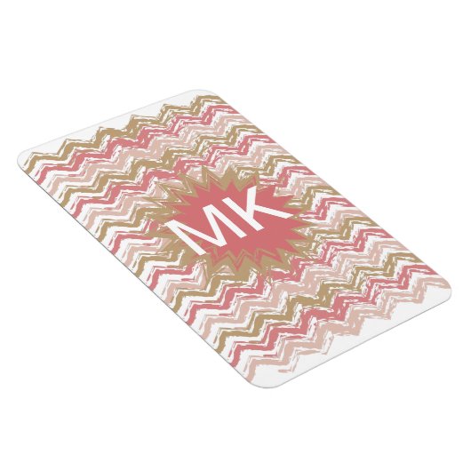 Coral Spice Scribble ZigZag Chevron Pattern Magneet (Rechterzijde)