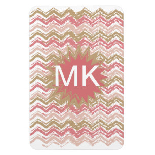 Coral Spice Scribble ZigZag Chevron Pattern Magneet