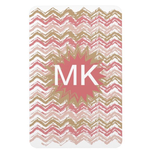 Coral Spice Scribble ZigZag Chevron Pattern Magneet (Verticaal)