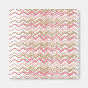 Coral Spice Scribble ZigZag Chevron Pattern Magneet