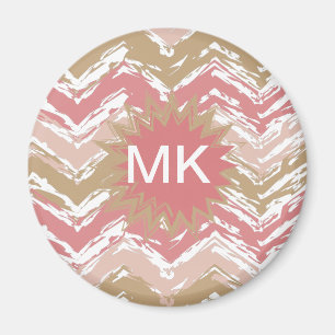 Coral Spice Scribble ZigZag Chevron Pattern Magneet