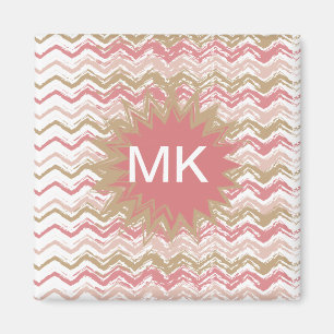Coral Spice Scribble ZigZag Chevron Pattern Magneet