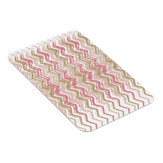Coral Spice Scribble ZigZag Chevron Pattern Magneet (Rechterzijde)
