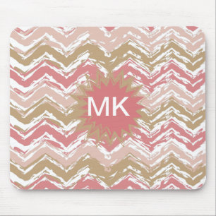 Coral Spice Scribble ZigZag Chevron Pattern Muismat