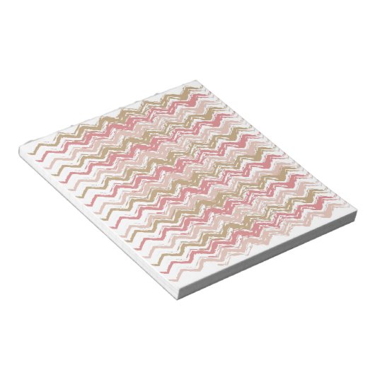 Coral Spice Scribble ZigZag Chevron Pattern Notitieblok (Schuin)