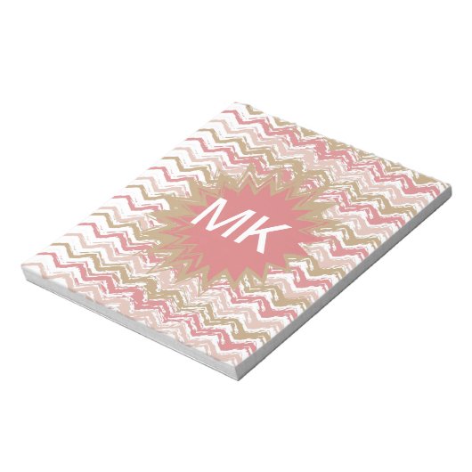 Coral Spice Scribble ZigZag Chevron Pattern Notitieblok (Linkerzijde)
