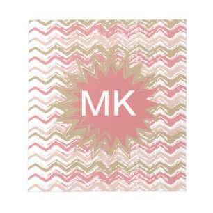 Coral Spice Scribble ZigZag Chevron Pattern Notitieblok
