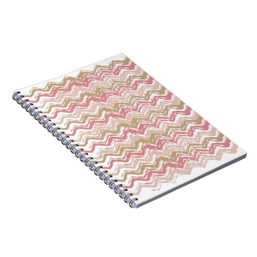 Coral Spice Scribble ZigZag Chevron Pattern Notitieboek (Rechterzijde)