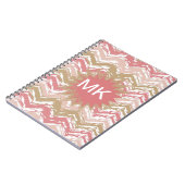 Coral Spice Scribble ZigZag Chevron Pattern Notitieboek (Linkerzijde)