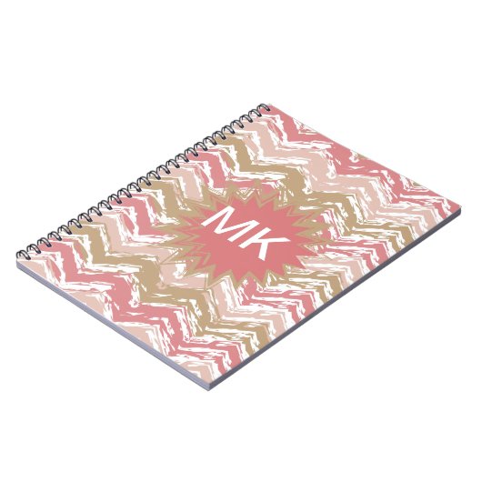 Coral Spice Scribble ZigZag Chevron Pattern Notitieboek (Linkerzijde)