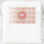 Coral Spice Scribble ZigZag Chevron Pattern Rechthoekige Sticker (Tas)
