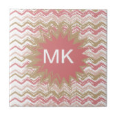 Coral Spice Scribble ZigZag Chevron Pattern Tegeltje (Voorkant)