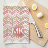 Coral Spice Scribble ZigZag Chevron Pattern Theedoek (Quarter Fold)