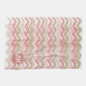Coral Spice Scribble ZigZag Chevron Pattern Theedoek (Horizontaal)