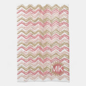 Coral Spice Scribble ZigZag Chevron Pattern Theedoek (Verticaal)