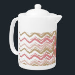 Coral Spice Scribble ZigZag Chevron Pattern Theepot<br><div class="desc">We vieren de nieuwe kleurtrends van 2013 in dit leuke krabbel chevron zigzagpatroon - met kleuren uit het nieuwe KLEURENPALET 2013 - Deze kleur is geïnspireerd op culinaire inspiraties, waarbij pittige kleuren worden gecombineerd met frissere tinten. Het effect is geruststellend, maar bevat nog steeds poppen van onverwacht kleur om het...</div>