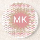 Coral Spice Scribble ZigZag Chevron Pattern Zandsteen Onderzetter (Voorkant)