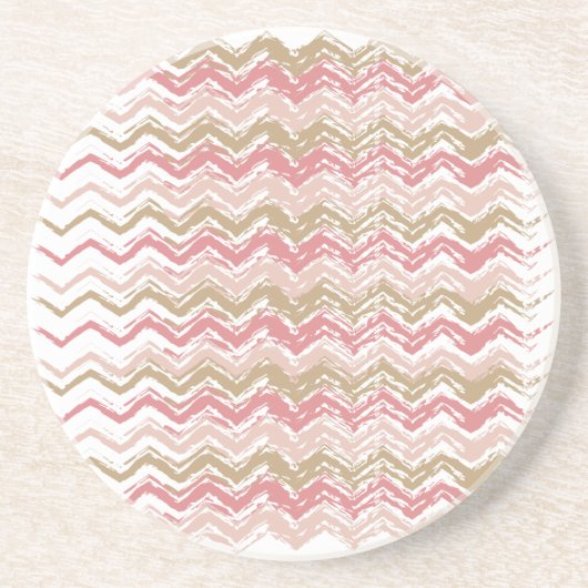Coral Spice Scribble ZigZag Chevron Pattern Zandsteen Onderzetter (Voorkant)