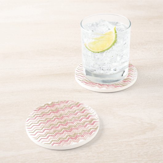 Coral Spice Scribble ZigZag Chevron Pattern Zandsteen Onderzetter (Zijkant)