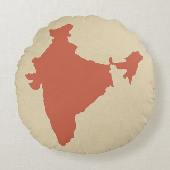 Coral Spice Stemming India Rond Kussen (Voorkant)