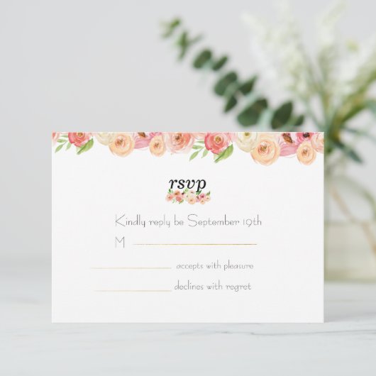 Coral Spring RSVP Wedding Invitation Kaart (Staand voorkant)