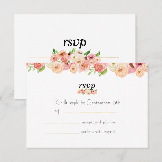 Coral Spring RSVP Wedding Invitation Kaart (Voorkant / Achterkant)