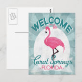 Coral Springs Florida Pink Flamingo Retro Briefkaart (Voorkant / Achterkant)