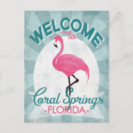 Coral Springs Florida Pink Flamingo Retro Briefkaart
