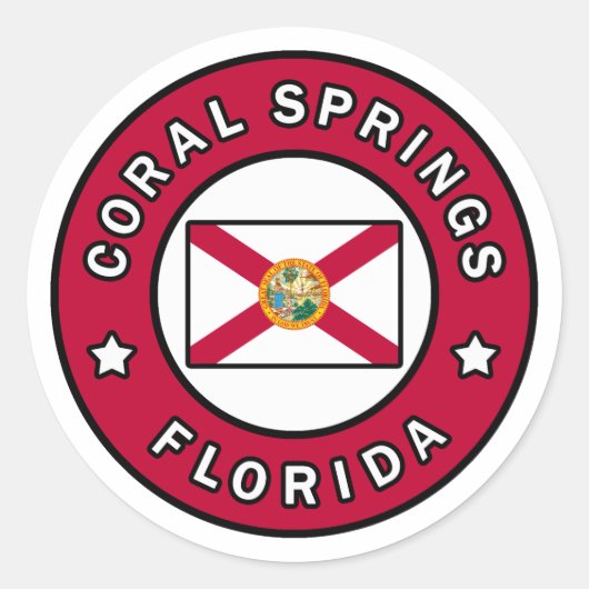 Coral Springs Florida Ronde Sticker (Voorkant)