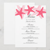 Coral Starfish Beach Wedding Dinner Menu (Voorkant / Achterkant)