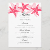 Coral Starfish Beach Wedding Dinner Menu (Voorkant)