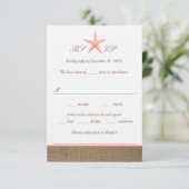 Coral Starfish Burlap Beach Wedding RSVP-kaarten RSVP Kaartje (Staand voorkant)