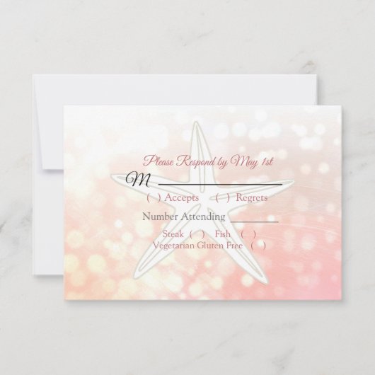 Coral Starfish Oceanic Wedding RSVP-kaart RSVP Kaartje (Voorkant)