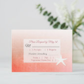 Coral Starfish Tropical Wedding RSVP-kaart RSVP Kaartje (Staand voorkant)