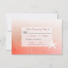 Coral Starfish Tropical Wedding RSVP-kaart RSVP Kaartje
