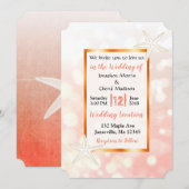 Coral Starfish Tropical Wedding Uitnodigingen (Voorkant / Achterkant)