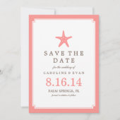 Coral Starfish Wedding Save the Date (Voorkant)