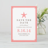 Coral Starfish Wedding Save the Date (Staand voorkant)
