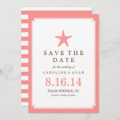 Coral Starfish Wedding Save the Date (Voorkant / Achterkant)