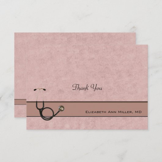 Coral Stethoscoop Coördinatie Dank u nota's Bedankkaart (Voorkant / Achterkant)
