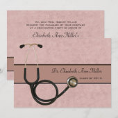 Coral Stethoscoop - uitnodiging van de GraduPartij (Voorkant / Achterkant)