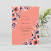 Coral Striking Summer Wedding Kaart (Staand voorkant)